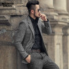 Winter men new earth color woolen plaid slim leisure suit metrosexual man casual European style brand fashion suit jacket F196-2