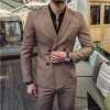 Handsome Men 2PCS Casual Blazers Suits Double Breasted Blazer Mens Korean Style Quality Masculine Blazers Plus Size 3XL A5538