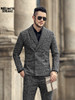 Men Autumn and Winter New Grey Pattern European Style Slim Casual Banquet Suit Men's Lattice Woolen Business Suit Blazer F311