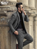 Men Autumn and Winter New Grey Pattern European Style Slim Casual Banquet Suit Men's Lattice Woolen Business Suit Blazer F311