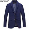 Man Suit Jacket Wool Luxury High Quality Fashion Slim Checked Plaid Male Formal Business Spring Purple Blue Woolen Men Blazer