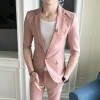 (Tops + pants) spring and summer new men's single button sleeve youth hair stylist Korean Slim suit suit two-piece