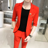 (Tops + pants) spring and summer new men's single button sleeve youth hair stylist Korean Slim suit suit two-piece