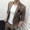 Korean version of the 2018 new men's simple middle-sleeved suit two-piece men's Slim was thin five-point sleeve a button suit