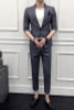 Korean version of the 2018 new men's simple middle-sleeved suit two-piece men's Slim was thin five-point sleeve a button suit