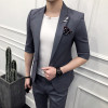 Korean version of the 2018 new men's simple middle-sleeved suit two-piece men's Slim was thin five-point sleeve a button suit