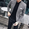 Chinese Collar Suit Blazer Men Pin Dot Stripe Male Blazer Suit Coat Mandarin Collar Solid Casual Blazer Hommes Vintage Slim fit 