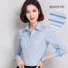 Blue White Black Blouse Women Office Career Shirts Top 2019 Fashion Casual V-neck Long Sleeve Blouses Femme Blusa Plus Size 4XL