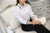 2018 New Chiffon blouses shirts Women Blue White Shirt OL Office Lady Full sleeves Work Wear Tops Plus Size Blusas Femininas