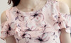 2019 new chiffon women blouse shirt sexy Off Shoulder Short Sleeve Print Floral Casual women's Clothing Blusas Women Tops 62G 30