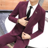 Mens Suit 3 Piece Set Pure Color 4XL Navy Blue Black Gray Jackets &amp; Pants+ Vests Business Wedding Banquet Men Slim Elegant Dress