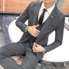 Mens Suit 3 Piece Set Pure Color 4XL Navy Blue Black Gray Jackets &amp; Pants+ Vests Business Wedding Banquet Men Slim Elegant Dress