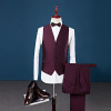 2018 New Pure Color Men's Suits Jackets + Pants + Vests 3XL 4XL Navy Blue Wine red Stylish Business Weddings &amp; Banquets Slim fit