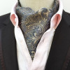 High Quality Men Ascot Neck Tie Vintage Paisley Floral Jacquard Silk Necktie Cravat Tie Scrunch Self British Style Gentleman