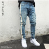 kanye weist black Skinny Jeans Men Hip Hop stripe Ripped Elastic Slim Fit Jeans Male Stretchy Pants street fear of God trousers