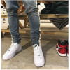 kanye weist black Skinny Jeans Men Hip Hop stripe Ripped Elastic Slim Fit Jeans Male Stretchy Pants street fear of God trousers