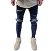 Newest Men Hip Hop Zipper Ripped Biker Jeans Fashion Slim Fit Motorcycle Jeans Men Distressed Biker Denim Jeans