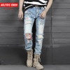 Aelfric Eden Mens Biker Jeans Fashion Casual Pants Graffiti Ripped Hole 2018 Distressed Slim Denim Jean Hip Hop Streetwear PA243