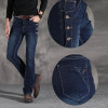 Mens Vintage Stretch Regular Fit Jeans Men Casual Boot Cut Jeans Slim Street Style Elastic Flared Jeans Male Black Blue