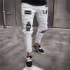 Men's Fashion Vintage Ripped Jeans Super Skinny Slim Fit Zipper Denim Pant Destroyed Frayed Trousers Cartoon Gothic Style Pants