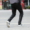 Ripped Zipper Holes Tassel Biker Punk Jeans Men Rock Hip Hop Designer Pants Brand Kanye West Black Pleated Denim Skinny Trousers