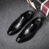 2018 Ltalian Luxury Designer Formal Mens Dress Shoes Genuine Leather Black Basic Flats For Men Wedding Office plus size Oxford 