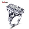 Szjinao Classic Luxury Real Solid 925 Sterling Silver Ring Round Simulate Diamond Wedding Jewelry Rings Engagement For Women