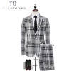 TIAN QIONG Plaid Single-breasted 3 Piece Suit Men Korean Fashion Business Mens Suits Designers 2018 Slim Fit Wedding Suits Men