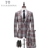 TIAN QIONG Plaid Single-breasted 3 Piece Suit Men Korean Fashion Business Mens Suits Designers 2018 Slim Fit Wedding Suits Men