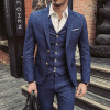 Wedding Formal Wear Suits &amp; Blazer Men Good Quality Blue Plaid Suits Fashion Male Formal Dress Suits Blazer Jackets+Pants+Vest