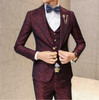 New Brand Summer Men suits Printing Blazers Slim Fit Asian Size Suit Wedding Grom Party Prom Male Tuxedos Suits Business 3 Piece