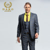 DARO 2018 New Men Suit 3 Pieces Fashion Plaid Suit  Slim Fit  blue grey wine  Wedding Dress  Suits Blazer Pant and Vest DRV-8038