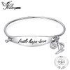 JewerlyPalace Personalized Hand Stamped Faith Hope Love Dangle Sailboat 925 Sterling Silver ID Bangle Bracelet Beautiful Gifts