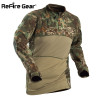 ReFire Gear Tactical Army Combat Shirt Men Long Sleeve Camouflage Military T Shirt Rip-Stop Multicam Paintball Uniform Clothing