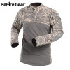 ReFire Gear Tactical Army Combat Shirt Men Long Sleeve Camouflage Military T Shirt Rip-Stop Multicam Paintball Uniform Clothing