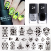 BORN PRETTY Flower Leaf Geometry Nail Stamping Plates with 6ml Stamping Polish Stamp Varnish for Nail Art Image Template Set