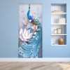 PVC Self-Adhesive Waterproof Door Sticker 3D Embossed Blue Peacock Photo Wall Mural Living Room Bedroom Home Decor Wallpaper 3 D