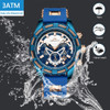  MEGALITH Mens Watches Top Brand Luxury Waterproof Blue Silicone Strap Sports Chronograph Quartz Wrist Watches Relogio Masculino