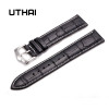  UTHAI Z20 Leather Watchband Crocodile Pattern Strap 14mm 16mm 18mm 20mm 22mm 24mm Silver Metal Buckle Clasp Women Men Watch band