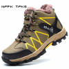 mens casual large size steel toe caps work safety warm plush cotton shoes genuine leather winter snow ankle boots anti-puncture