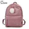 Fashion Fuzzy Ball Design Girl School Backpack High Quality Corduroy School Bag Pretty Style Students Durable Book Bag Satchel