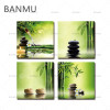 Modern 4 Panel Zen Giclee Canvas Prints Perfect Bamboo Green Pictures on Canvas Wall Painting Art for Home Office Decorations