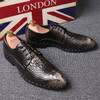  Crocodile pattern Men's Shoes Pointed Toe Formal Shoes 6cm Hidden Heels Genuine Leather Dress Shoes Men Oxfords Size 37-44 