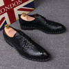  Crocodile pattern Men's Shoes Pointed Toe Formal Shoes 6cm Hidden Heels Genuine Leather Dress Shoes Men Oxfords Size 37-44 