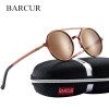 BARCUR Vintage Aluminum Magnesium Sun glass Men Polarized Sunglasses Round Steampunk Shades Brand Designer Eyewear