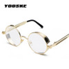 YOOSKE Round Steampunk Sunglasses Men Women Luxury Brand Eyewear Mirror Punk Sun Glasses Vintage Female Male Eyeglasses Punk