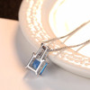  CZCITY 925 Sterling Silver Cushion-Cut Genuine Sky Blue Topaz Pendant Necklace With 40+5cm Box Chain Fine Silver Jewelry Women