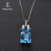  TBJ,classic style natural sky blue topaz gemstone cuting oct 10*14mm in 925 silver necklace for women daily wear best gift box