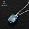  TBJ,classic style natural sky blue topaz gemstone cuting oct 10*14mm in 925 silver necklace for women daily wear best gift box