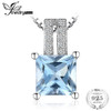 JewelryPalace 1.3ct  princess-cut Sky Blue Topazs Wedding Anniversary Pendant Necklaces Real 925 Sterling Silver 45cm Box Chain